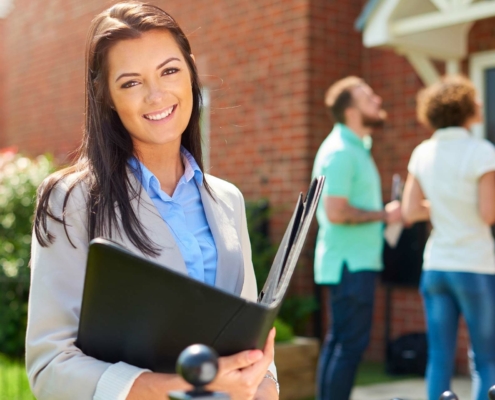 Realtor showing a home